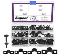 Swpeet 120Pcs 4 Tailles 5mm 8mm 10mm 12mm Deux Trous U Support Pince avec Vis Kit Assortiment, Pinces U, Colliers de Tuyau en Métal, Colliers de Tuyau à Sangle, Colliers de Tuyau, Clips de Serrage