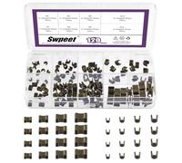 Swpeet 120Pcs Bronze #3#5#8#10 Kit de rétention de glissière à fermeture éclaire, Arrêts supérieurs en forme de U et arrêts inférieurs en forme de H, Set de réparation d'arrêt, Remplacement de bouchon