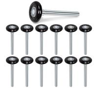 Swpeet 12PCS 1.8inch noir silencieux rouleau de porte de garage roue de porte en nylon remplacement rouleau de garage, double cage renforcée, étanchéité 6200zz roulement à billes tige de 4 pouces