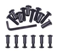 Swpeet 12Sets M6x25mm en acier au carbone noir Hex Drive Socket Cap Boulons Kit d'assortiment d'écrous de baril avec llen de 1 pièce, vis Post Fit pour meubles Boulons de fixation de ceinture