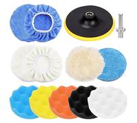 Swpeet 13 pièces 5 pouces Polish pad set, voiture Polish pad Kit, mousse polissage pad cire tampon polisseur accessoire, foret pour perceuse électrique domestique et polisseur de voiture avec