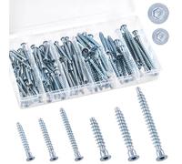 Swpeet 130Pcs 6 Tailles M5 x 35mm/40mm/50mm & M7 x 40mm/50mm/70mm Acier au carbone plaqué zinc Kit d'assortiment de vis de confirmation, vis de raccordement de meubles auto-robinage de