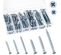 Swpeet 130Pcs 6 Tailles M5 x 35mm/40mm/50mm & M7 x 40mm/50mm/70mm Acier au carbone plaqué zinc Kit d'assortiment de vis de confirmation, vis de connexion de meubles auto-robinage de Phillips Drive