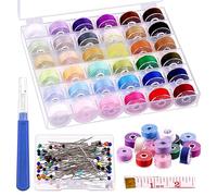 Swpeet 138Pcs 36 Couleurs Bobines Set de fil de Couture avec Boîte de, fil avec Broches à Coudre, Ruban de Mesure, Outil de Détournement, Compatible avec la Machine de Broderie Brother/Babylock
