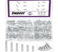 Swpeet 140Pcs 6Sizes Silver Cross Flat Head Euro Screws Kit, Phillips Countersunk Furniture Euro Screw, Drawer Slide Rail Euro Screw, Pozi Drive Euro Screws Compatible avec les pièces de meubles IKEA