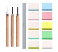 Swpeet 14Pcs 50mm plat 2 types carrés mélangés en caoutchouc timbre sculpture blocs avec 3Pcs sculpture couteau outils et couteau poli pierre kit, double côté amovible sculpture bloc pour Scrapbooking