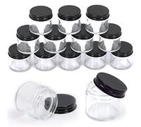 Swpeet 15 Packs - Pots de 60 ml - 2 oz en verre transparent avec couvercle noir, kit d'assortiment, pots ronds, pots en verre cosmétique avec couvercles, pots de voyage, contenants cosmétiques pour