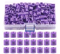 Swpeet 150 Pièces d'Étiquettes de Cintres en Plastique Violet pour Classement par Taille et Couleur, avec Boîte de Rangement