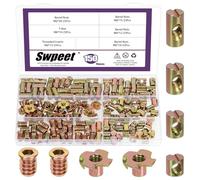 Swpeet 150Pcs M6 × 10/12/ 15/20 Cross Dowels Slotted Nut Barrel Nuts Couleur zinqué écrous de baril avec inserts filetés et T-écrous Kit d'assortiment, à fentes de doubles croisés