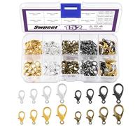 Swpeet 152 PCS 12 - 18mm longueur 4 Yards Lobster Buckle Mixed Color Kit, boucle de bijoux connecteur fin de chaîne pour bricolage bijoux faisant des accessoires