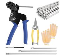 Swpeet 154Pcs Kit d'outils de cravate à fermeture en métal, y compris cravate à fermeture en acier inoxydable, cravate à fermeture en métal, scissors métalliques, gants, Enleveur de câble métallique