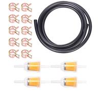 Swpeet 15Pcs 1/4 Inch ID jeu de ligne de carburant, y compris 2 mètres -6,5 pieds de longueur tuyau de ligne de carburant noir avec 4Pcs filtres à carburant et 10Pcs pinces de tuyau pour les moteurs