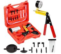 Swpeet 15pcs - 1set Rouge 2 - en - 1 Main Pompe à Vide Frein dégonfleur Combo Kit, système de freinage Outil de dégonflage Pompe à Vide Manuelle avec Adaptateur d'instrument Remplacement de l'huile
