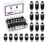 Swpeet 15Pcs Nickelé RCA Femme à Femme Coupler et 15Pcs RCA Mâle à Mâle Kit Coupler, Adaptateur audio vidéo Adaptateur
