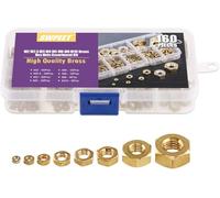 Swpeet 160 PCS métrique m2 m2.5 m3 M4 M5 M6 M8 M10 laiton écrou hexagonal combo Kit, écrou hexagonal entièrement fini, idéal pour une utilisation avec des moulinets de pêche, vélos