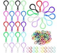 Swpeet 160Pcs 10 Couleurs Plastique Homard Griffe Fermures Avec 10 Couleurs Chaînes à Billes Kit d'assortiment, Homard Griffe Porte-clés Clip Crochets Pour la Fabrication de Bijoux Artisanat