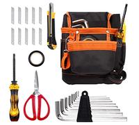 Swpeet 16pcs Sac à Outils pour électricien (avec Outils), Sac à Outils, clé hexagonale intérieure Tournevis Ciseaux, Couteau Utilitaire avec Lame, électricien Charpentier Technicien en Construction