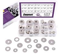 Swpeet 175 pcs 15 Tailles L Penny en acier inoxydable 304 Rondelle plate Assortiment de Lot, y compris 7 différents types pour la maison, automobiles et Shop Utilisation Tailles