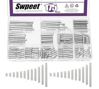 Swpeet 175Pcs 12Sizes M4 304 Kit d'assortiment d'épingles en acier inoxydable, étagère cylindrique Support Ping Pin Rod Fixer les éléments pour l'entretien et la connexion (avec une boîte)