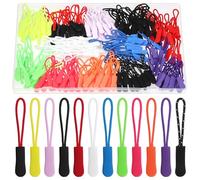 Swpeet 180 Pièces 12 Couleurs de Tirettes de Fermeture Éclair, Étiquettes de Fermetur Éclair Amovibles, Prolongateurs de FermetureÉclair à Cordon Nylon, Remplacement de Tirettes pour