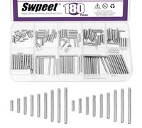 Swpeet 180Pcs 9Sizes M2 304 Kit d'assortiment d'épingles en acier inoxydable, étagère cylindrique Support Ping Pin Rod Fixer les éléments pour l'entretien et la connexion (avec une boîte de stockage)