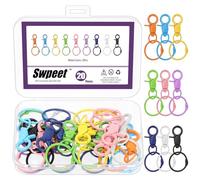 Swpeet 20Pcs Colors Keychain Rings Carabiner Multicolor Swivel Trigger Snap Crochet avec Kit de bagues de liaison, Lanyard Snap Crochets, Porte-clés à clip de mosqueton (couleur aléatoire)