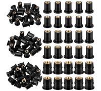 Swpeet 20pcs M6 Kit écrou de puits en caoutchouc noir, écrou de fixation de carénage de pare - brise, carénage universel de fixation de moto et écrou en laiton expansé néoprène, idéal pour kayak