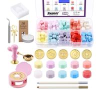 Swpeet 215 pièces cire scellé Stamp set, scellé cire set avec scellé perles, timbres de, chauffe, enveloppes vintage et bougies de lampe à thé pour enveloppes lettre