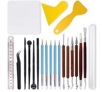 Swpeet 21pcs moulage argile Carving Toolkit, poignée double face set, outil de poterie de conception à double extrémité, outil de moulage de club en plastique, rouleau en argile, foulard de moulage
