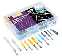 Swpeet 220 pcs Tailles assorties creux Self perçage pour cloison sèche ancres kit, plastique Self perçage pour cloison sèche nervuré ancres Assortiment avec