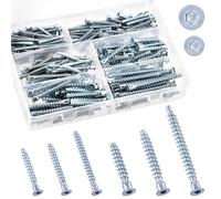 Swpeet 220 Pièces 6 Tailles M5 x 35mm/ 40mm/ 50mm & M7 x 40mm/ 50mm/ 70mm Vis Confirmat en Acier au Carbone Zingué, Kit d'Assortiment, Empreinte Hexagonale, Tête Fraisée, Auto-Taraudeuse