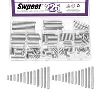 Swpeet 225Pcs 13Sizes M3 304 Kit d'assortiment d'épingles en acier inoxydable, étagère cylindrique Support Ping Pin Rod Fixer les éléments pour l'entretien et la connexion (avec une boîte de stockage)