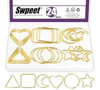 Swpeet 22Pcs 6 Styles Lune / étoile / cœur / rond / triangle / carré 1,7 "2" Dream Catcher Bagues Kit, bagues de cercles de macrame, cercle floral métallique, couronne bague de macrame pour décor