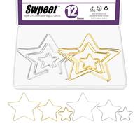 Swpeet 24pcs 3 tailles 2/4/6 pouces argent/or étoile en forme de Dream Catcher bagues assortiment Kit, cercle floral en métal, bague de macrame, couronne bague de macrame pour mariage couronne