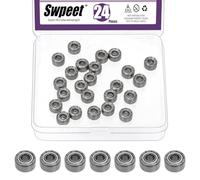 Swpeet 24Pcs 693ZZ Roulements à billes Kit d'assortiment, 3 x 8 x 4mm Roulements à rainure profonde en acier au carbone, Roulements en miniature, Double blindé