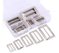 Swpeet 25 Pièces Combinaison Métal Tri - Glide Slide Boucle Kit, Tri - Glide Slide Avec Anneau Carré Coulissant Régulateur Boucle Sangle Ceinture Boucle - 25mm / 30MM / 35mm / 40mm / 45mm