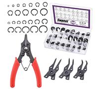 Swpeet 262 pinces à cliquet 4 en 1 avec 6 tailles de 4 mm à 30 mm en acier allié, bagues de fixation extérieures, bague de sécurité intérieure, kit de clips de fixation assortiment pour clips