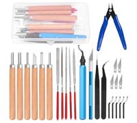 Swpeet 27Pcs Kit d'outils d'imprimante 3D, y compris Fichier à Main, Couteau de Sculpture, Couteau d'artisanat, Outil de Débarrage, Pinces à Coupe Diagonale et Pinces, Kit d'outils de Débarrage Pour