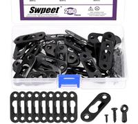 Swpeet 280Pcs 45 x 16mm acier au carbone noir cintres à trou de serrure unique avec vis et boîtier de fixation à bouton tournant Kit d’assortiment, plaque accrocheuse de serrure cintre pour cadre, clé