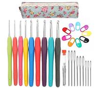 Swpeet 29 PCS set 9 Yards 9 couleurs en acier allié crochet set avec poignée ergonomique, grand ensemble de crochet comprend crochet, aiguille à fil, marqueur de couture, crochet set