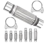 Swpeet 3 pièces 2,5 x 7,9 pouces tuyau d'échappement long avec 2,5 pouces échappement U - clip Kit, type universel tuyau d'échappement double tresse en acier inoxydable pour poids lourds et automobile