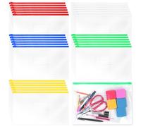 Swpeet 30Pcs 5 Couleurs 12,8 x 9,2 pouces Enveloppes en plastique Poly Zip avec Kit Zip, Dossiers Zip Sacs à crayon clairs réutilisables Idéal pour les fournitures de stockage de voyage de bureau