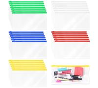 Swpeet 30pcs 5 couleurs 9,1 x 4,7 pouces plastique enveloppe zippée en polyéthylène avec kit de fermeture à glissière dossier zippé réutilisable sac à crayon transparent idéal pour les