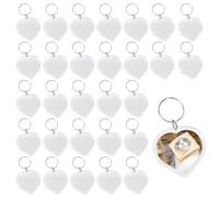 Swpeet 30Pcs en forme de cœur acrylique vide photo porte-clés avec porte-clés assortiment Kit, cadre photo pendentif acrylique clair pour passeport et insérer