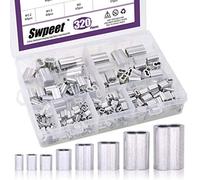 Swpeet 320 pcs 8 tailles en aluminium à sertir Loop Sleeve câble Virole Assortiment kit pour câble métallique et câble ou tout autre nécessitent solide câble