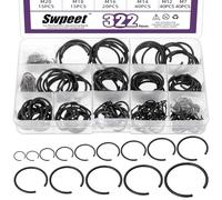Swpeet 322 pièces, 14 kits de fermetures internes en acier au carbone à ressort en acier au manganèse fil rond type C clip taille 7mm - 30mm, M7 M8 M10 M12 M14 M16 M18 m20 M22 M24 M25 M26 m28 M30