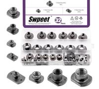 Swpeet 32pcs M6 M8 M10 M12 Kit écrou de soudage en t noir, base de patte UNC vis pour machine en acier au carbone, fixation de capot de soudage, idéal pour les roulettes de véhicules de meubles