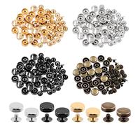 Swpeet 32pcs or vis vis clous Kit, rond portefeuille pied métal rivets, pieds clous tête plat snap cap rivets, or métal tête plate portefeuille pied rivets cuir artisanat DIY