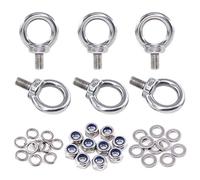 Swpeet 36 pièces Anneau de levage M8 Filetage mâle en acier inoxydable 304 Boulon à œil kit, y compris 6 pcs M5 Boulon à œil avec 10 pcs Écrous de verrouillage, verrouillage de