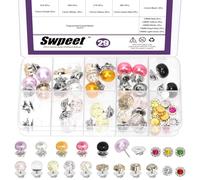 Swpeet 38Sets 4 Styles Multicolor Pas coudre Pearl Boutons Pins, Kit de boutons de broche strass, Anti-exposition Femmes Chemise Broche, Couvrir bouton, Bouton de sécurité Pin pour vêtements